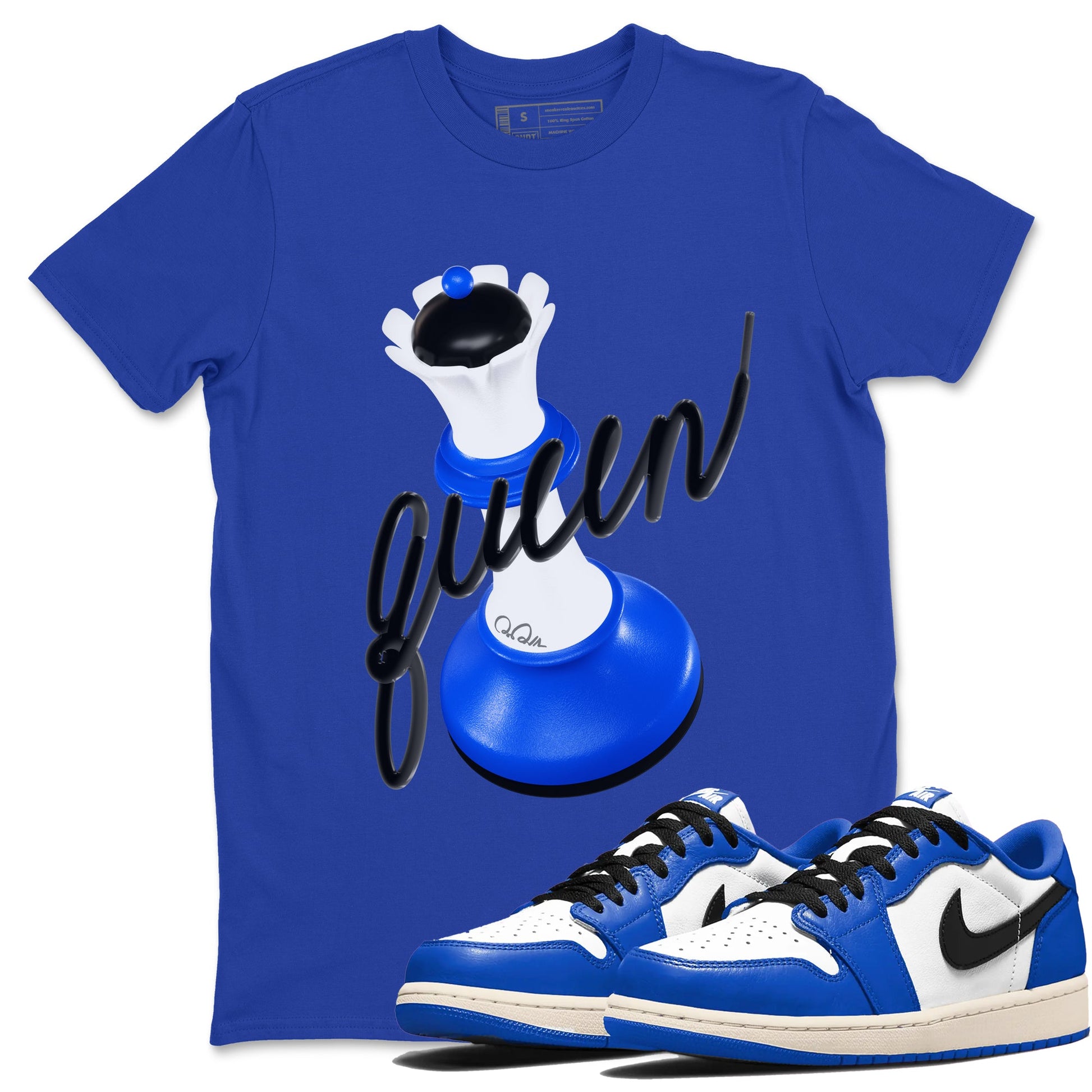 AJ1 Game Royal shirt to match jordans 3D Queen sneaker tees Air Jordan 1 Game Royal SNRT Sneaker Release Tees unisex cotton Royal Blue 1 crew neck shirt