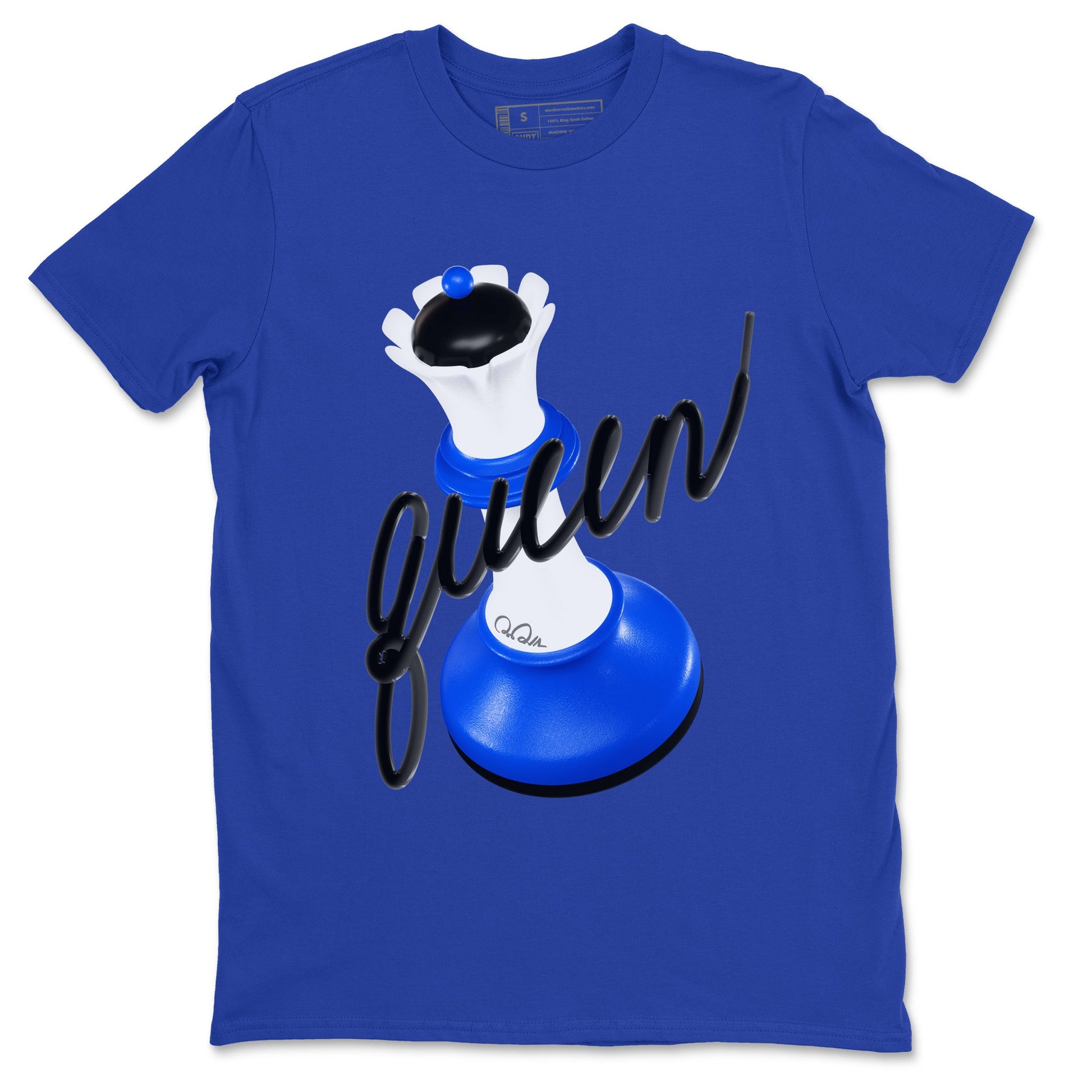 AJ1 Game Royal shirt to match jordans 3D Queen sneaker tees Air Jordan 1 Game Royal SNRT Sneaker Release Tees unisex cotton Royal Blue 2 crew neck shirt