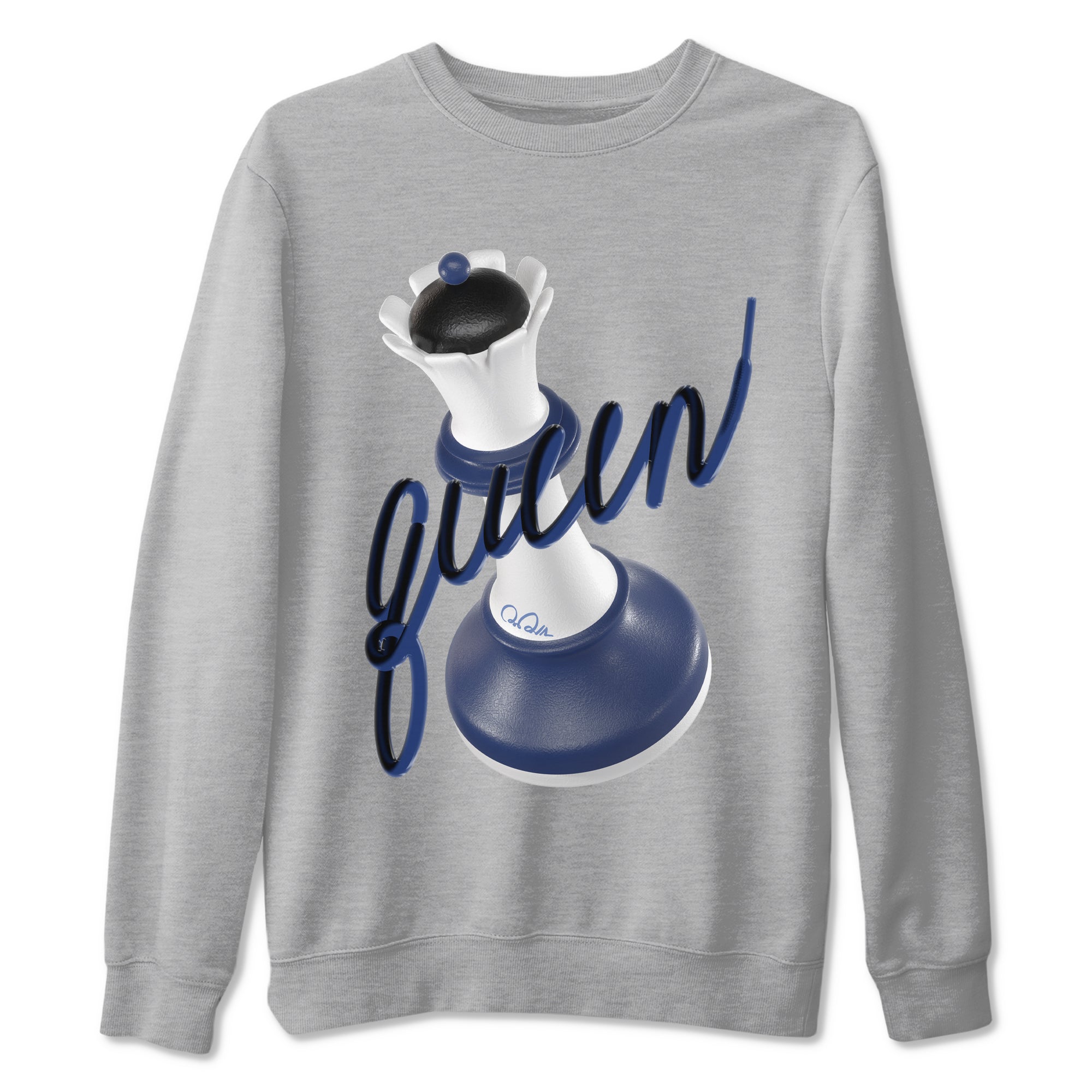 1s Midnight Navy shirts to match jordans 3D Queen sneaker match tees Air Jordan 1 Midnight Navy match shoes to clothes SNRT Sneaker Tees unisex cotton Heather Grey 2 shirts