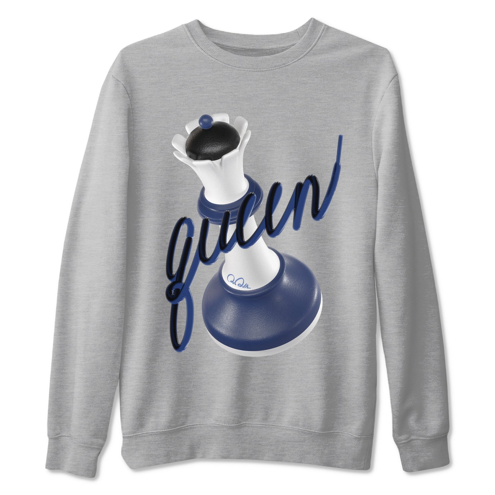 1s Midnight Navy shirts to match jordans 3D Queen sneaker match tees Air Jordan 1 Midnight Navy match shoes to clothes SNRT Sneaker Tees unisex cotton Heather Grey 2 shirts