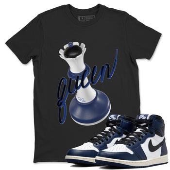 1s Midnight Navy shirts to match jordans 3D Queen sneaker match tees Air Jordan 1 Midnight Navy match shoes to clothes SNRT Sneaker Tees unisex cotton Black 1 shirts