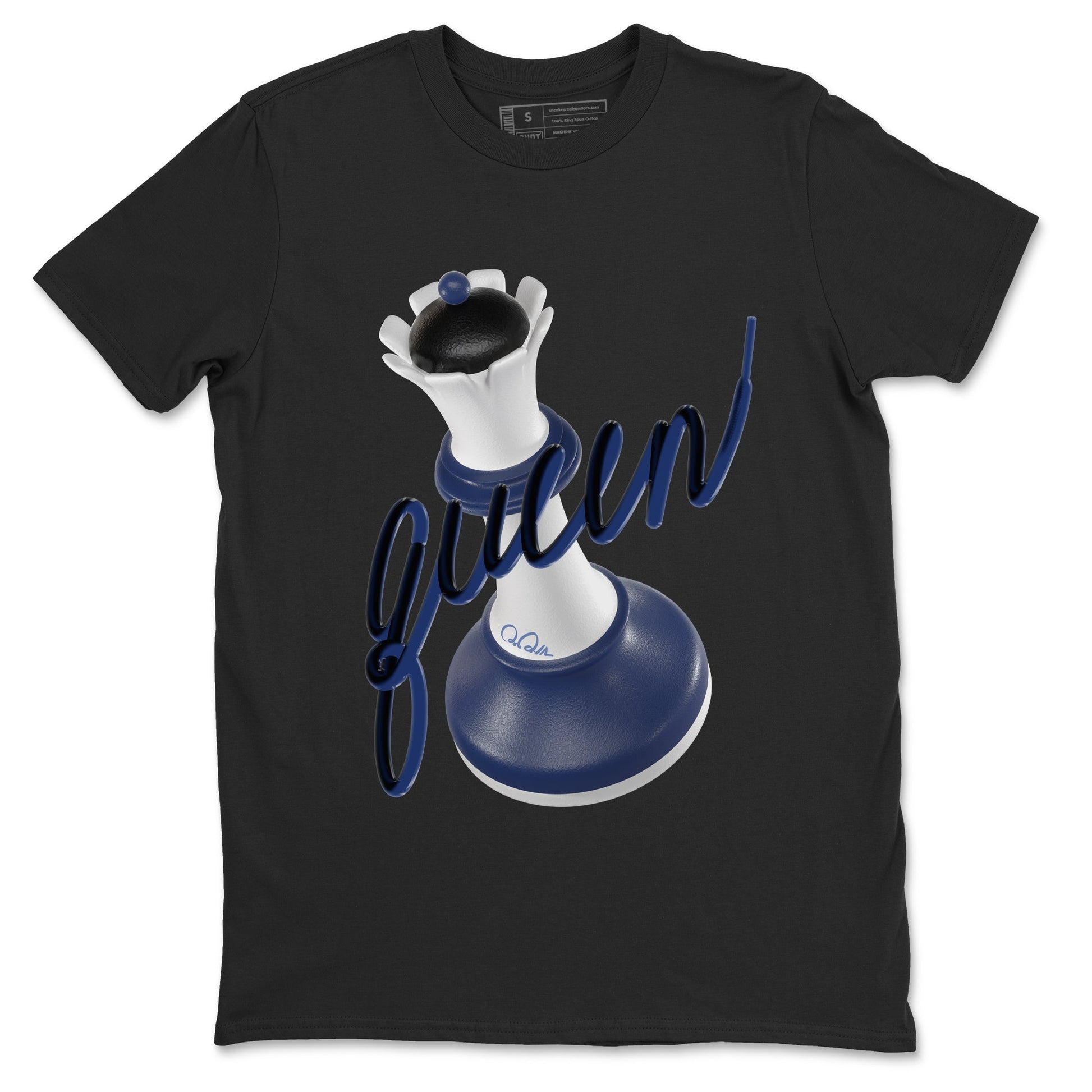 1s Midnight Navy shirts to match jordans 3D Queen sneaker match tees Air Jordan 1 Midnight Navy match shoes to clothes SNRT Sneaker Tees unisex cotton Black 2 shirts