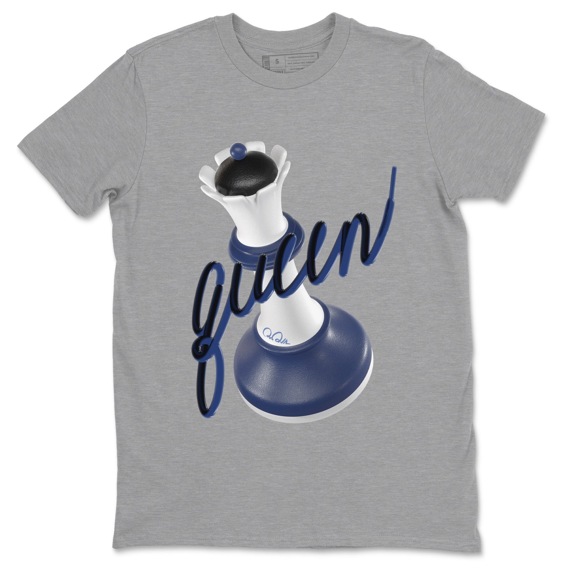 1s Midnight Navy shirts to match jordans 3D Queen sneaker match tees Air Jordan 1 Midnight Navy match shoes to clothes SNRT Sneaker Tees unisex cotton Heather Grey 2 shirts