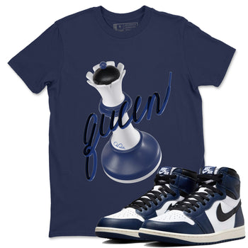 1s Midnight Navy shirts to match jordans 3D Queen sneaker match tees Air Jordan 1 Midnight Navy match shoes to clothes SNRT Sneaker Tees unisex cotton Navy 1 shirts