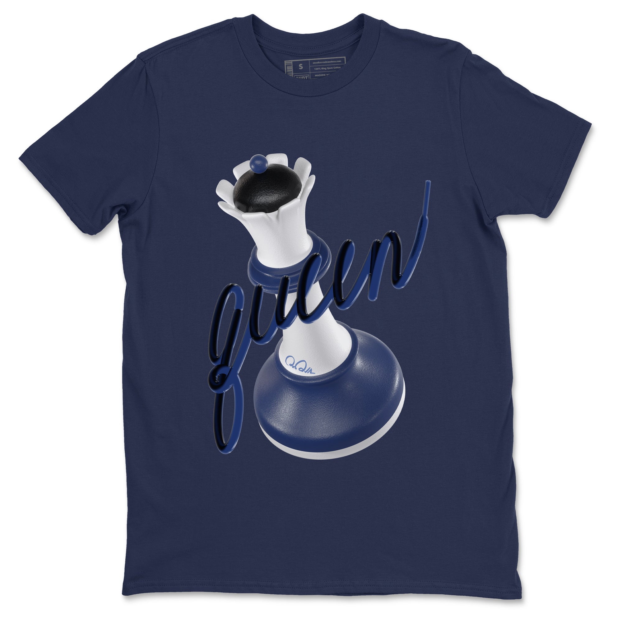 1s Midnight Navy shirts to match jordans 3D Queen sneaker match tees Air Jordan 1 Midnight Navy match shoes to clothes SNRT Sneaker Tees unisex cotton Navy 2 shirts