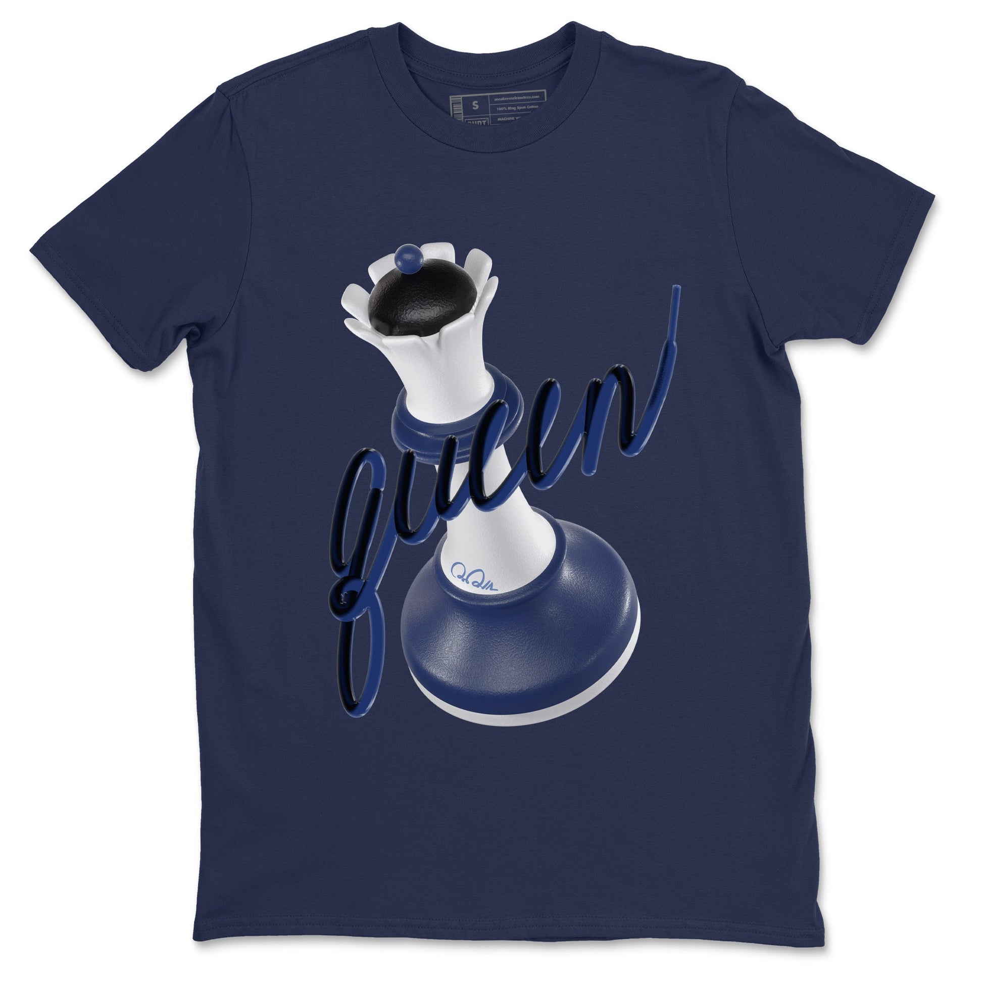 1s Midnight Navy shirts to match jordans 3D Queen sneaker match tees Air Jordan 1 Midnight Navy match shoes to clothes SNRT Sneaker Tees unisex cotton Navy 2 shirts