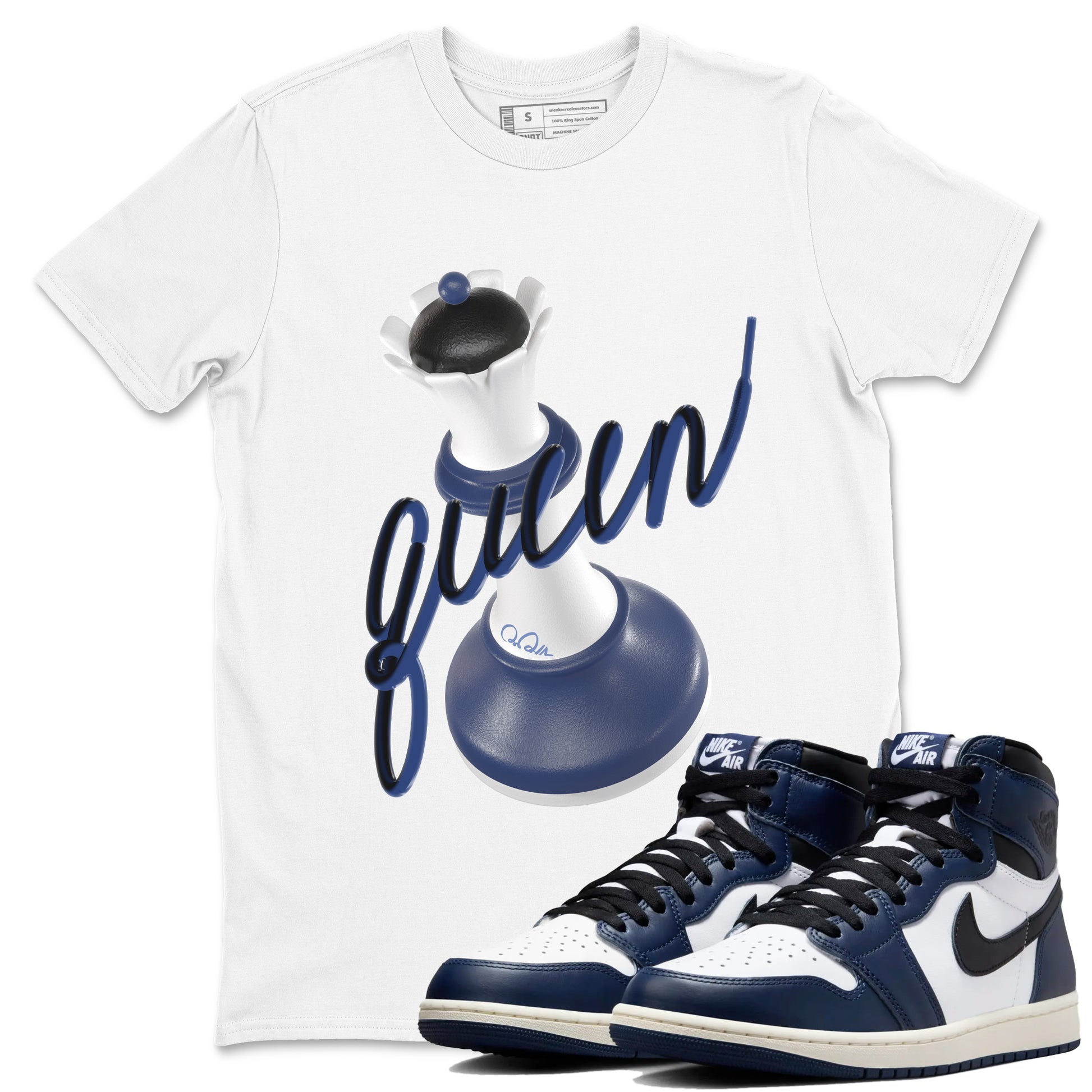 3D Queen Unisex Adult Tops - Air Jordan 1 Midnight Navy - SNRT Sneaker T-shirts