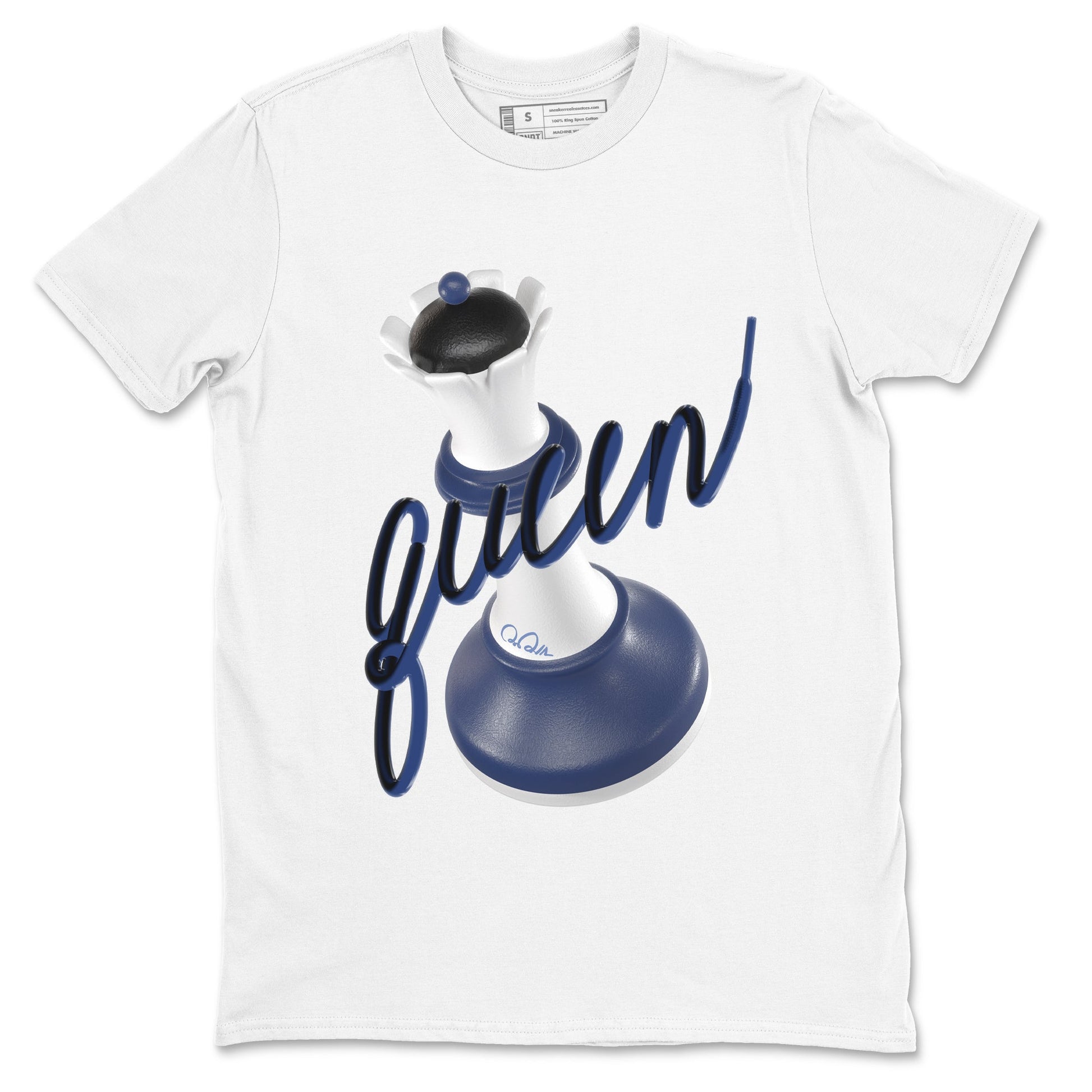 1s Midnight Navy shirts to match jordans 3D Queen sneaker match tees Air Jordan 1 Midnight Navy match shoes to clothes SNRT Sneaker Tees unisex cotton White 2 shirts