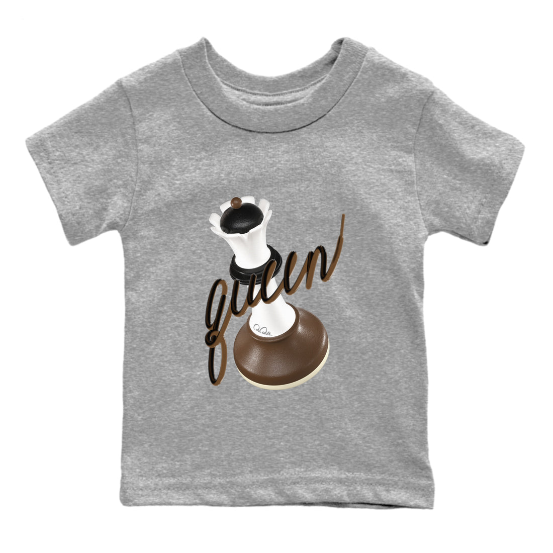 1s Low OG Mocha shirts to match jordans 3D Queen sneaker match tees Air Jordan 1 Mocha match shoes to clothes SNRT Sneaker Tees Youth Baby Heather Grey 2 tee
