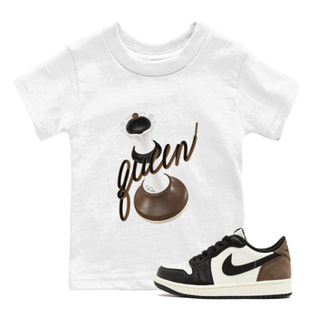 1s Low OG Mocha shirts to match jordans 3D Queen sneaker match tees Air Jordan 1 Mocha match shoes to clothes SNRT Sneaker Tees Youth Baby White 1 tee