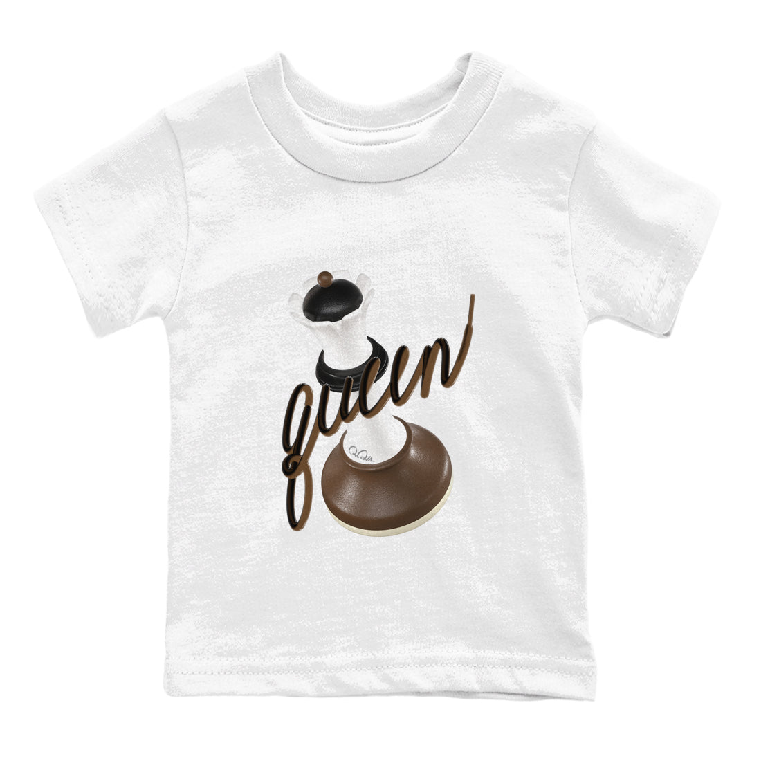 1s Low OG Mocha shirts to match jordans 3D Queen sneaker match tees Air Jordan 1 Mocha match shoes to clothes SNRT Sneaker Tees Youth Baby White 2 tee