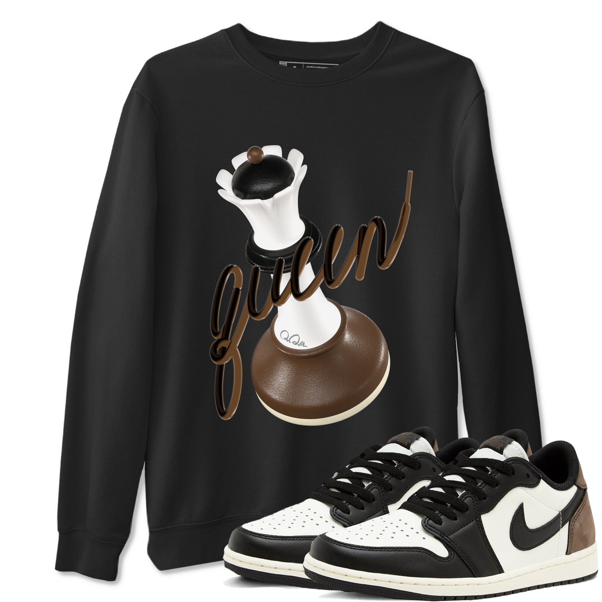 1s Low OG Mocha shirts to match jordans 3D Queen sneaker match tees Air Jordan 1 Mocha match shoes to clothes SNRT Sneaker Tees unisex cotton Black 1 shirts
