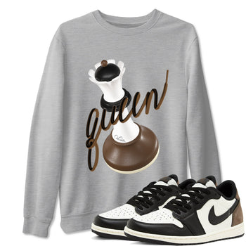 1s Low OG Mocha shirts to match jordans 3D Queen sneaker match tees Air Jordan 1 Mocha match shoes to clothes SNRT Sneaker Tees unisex cotton Heather Grey 1 shirts
