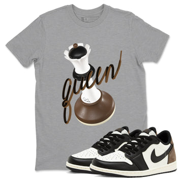 1s Low OG Mocha shirts to match jordans 3D Queen sneaker match tees Air Jordan 1 Mocha match shoes to clothes SNRT Sneaker Tees unisex cotton Heather Grey 1 shirts