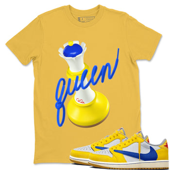 1s Travis Scott Canary shirt to match jordans 3D Queen sneaker tees Air Jordan 1 Travis Scott Canary SNRT Sneaker Release Tees unisex cotton Daisy 1 crew neck shirt