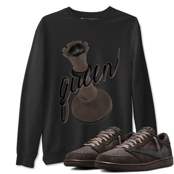 Air Jordan 1 Travis Scott Velvet Brown shirts to match jordans 3D Queen sneaker match tees Travis Scott x Air Jordan 1 Low OG Velvet Brown best t shirts to wear with jordans SNRT Sneaker Tees unisex cotton Black 1 shirts