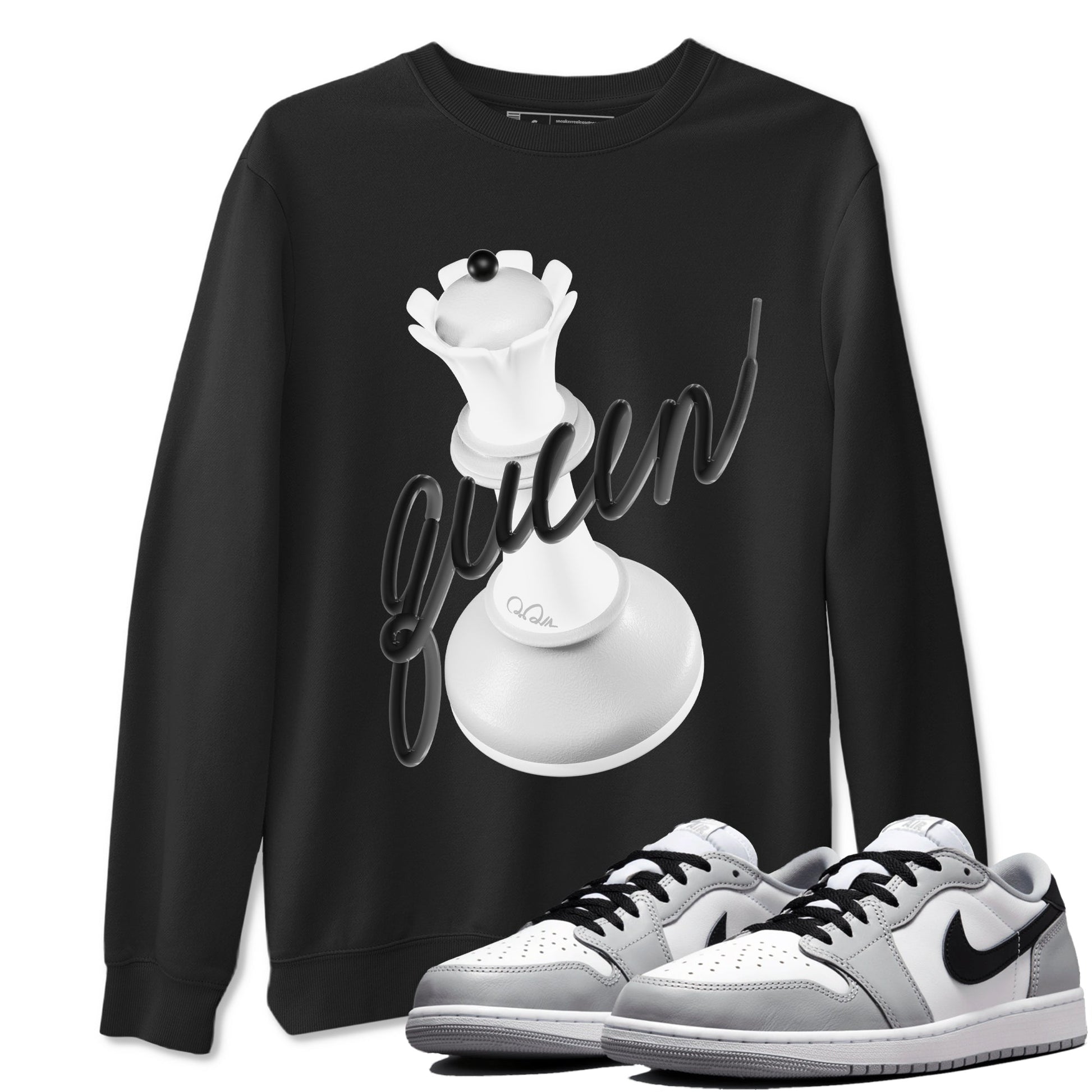 1s Wolf Grey shirts to match jordans 3D Queen sneaker match tees Air Jordan 1 Wolf Grey SNRT Sneaker Tees streetwear brand Black 1 unisex cotton tee