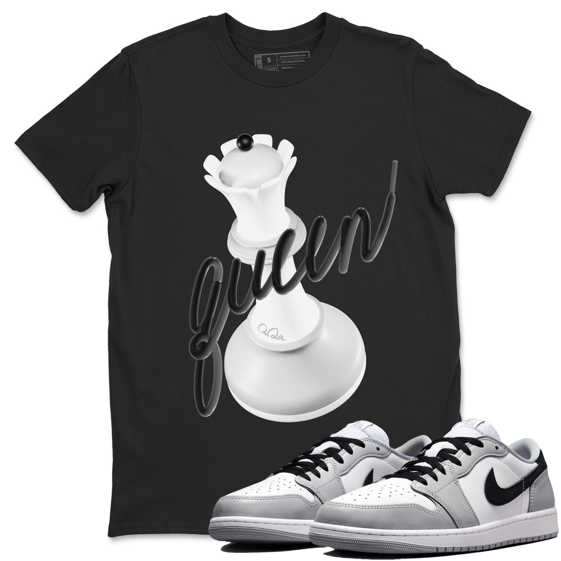 1s Wolf Grey shirts to match jordans 3D Queen sneaker match tees Air Jordan 1 Wolf Grey SNRT Sneaker Tees streetwear brand Black 1 unisex cotton tee