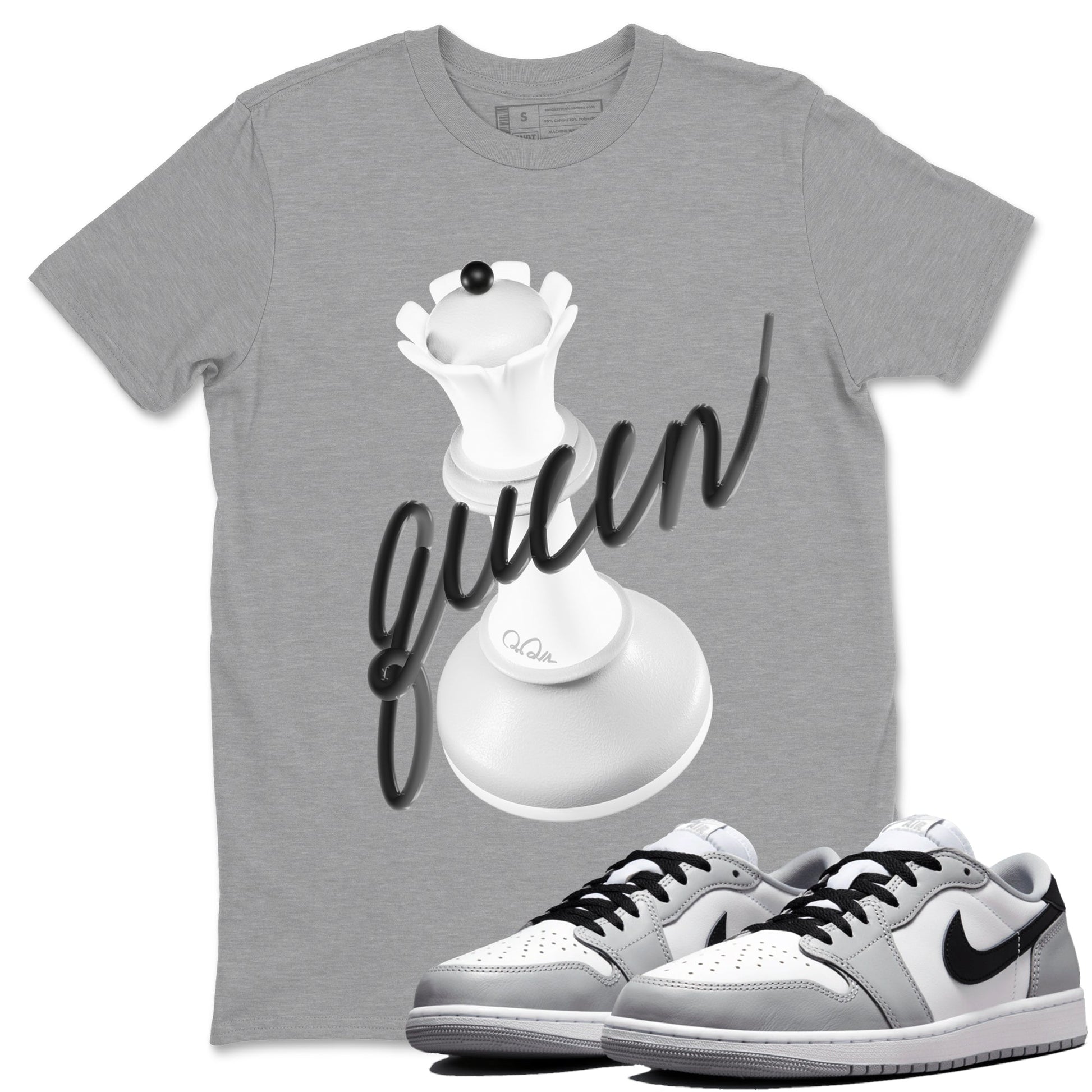 1s Wolf Grey shirts to match jordans 3D Queen sneaker match tees Air Jordan 1 Wolf Grey SNRT Sneaker Tees streetwear brand Heather Grey 1 unisex cotton tee