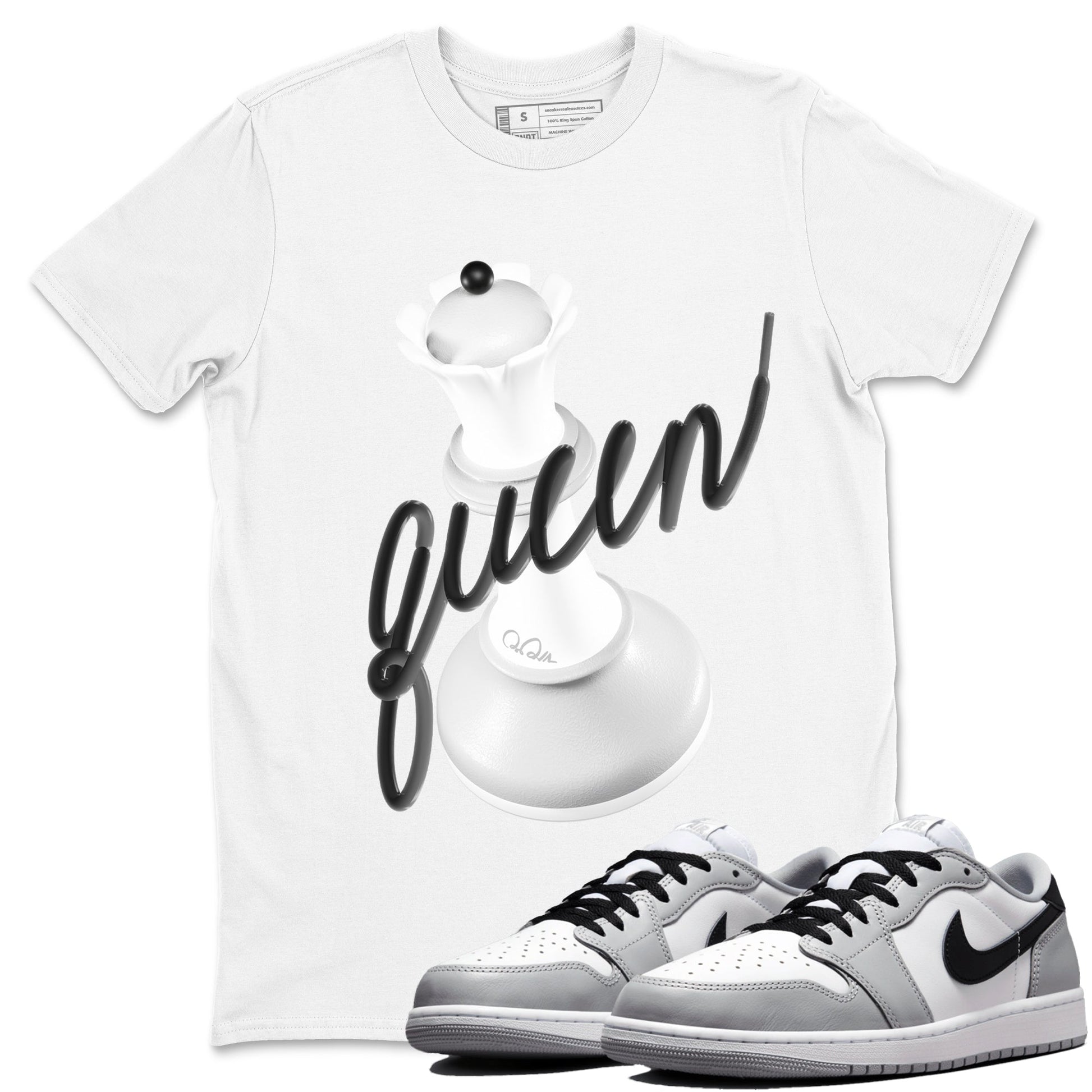 1s Wolf Grey shirts to match jordans 3D Queen sneaker match tees Air Jordan 1 Wolf Grey SNRT Sneaker Tees streetwear brand White 1 unisex cotton tee