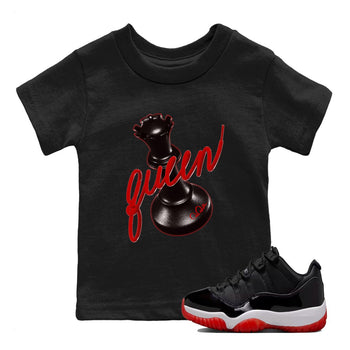 Jordan 11 Low Bred t-shirts to match jordans 3d Queen sneaker match tees Air Jordan 11 Bred graphic tee for sneakerheads SNRT Sneaker Tees Youth Baby Black 1 tee