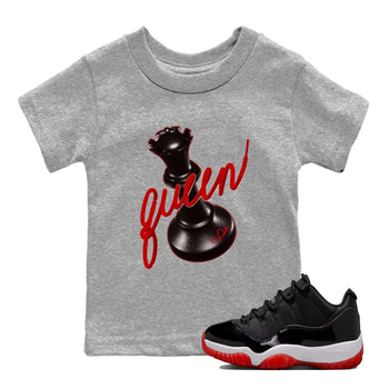 Jordan 11 Low Bred t-shirts to match jordans 3d Queen sneaker match tees Air Jordan 11 Bred graphic tee for sneakerheads SNRT Sneaker Tees Youth Baby Heather Grey 1 tee