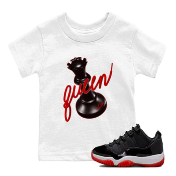 Jordan 11 Low Bred t-shirts to match jordans 3d Queen sneaker match tees Air Jordan 11 Bred graphic tee for sneakerheads SNRT Sneaker Tees Youth Baby White 1 tee