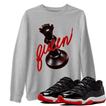 Jordan 11 Low Bred t-shirts to match jordans 3d Queen sneaker match tees Air Jordan 11 Bred graphic tee for sneakerheads SNRT Sneaker Tees unisex cotton Heather Grey 1 shirts
