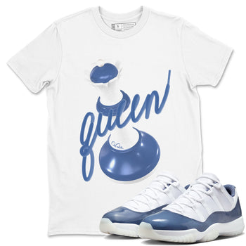11s Diffused Blue Shirts To Match Jordans 3D Queen sneaker match tees Air Jordan 11 Diffused Blue Tee SNRT Sneaker Release Tees unisex cotton White 1 crew neck shirts