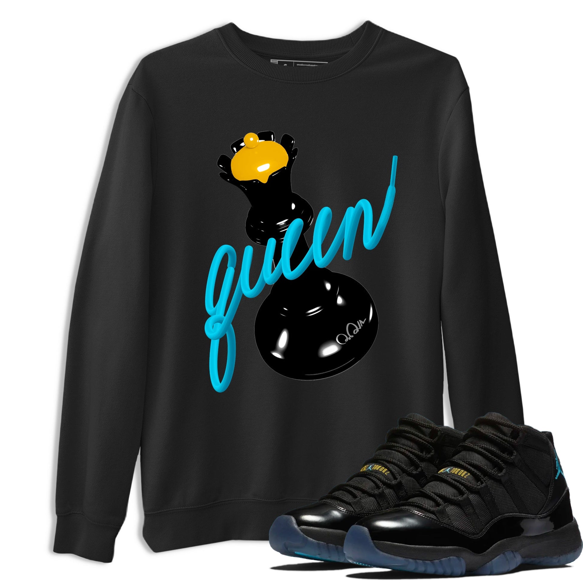 Sneaker match tees – Sneaker Tees To Match Air Jordan 11 Gamma Shoes – 3D Queen Tee Black 1