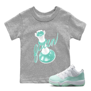 3D Queen baby and kids t-shirt crafted for little sneakerheads to shine with the Air Jordan 11 Igloo sneakers, displayed in Heather Grey 1.