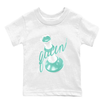 3D Queen baby and kids t-shirt crafted for little sneakerheads to shine with the Air Jordan 11 Igloo sneakers, displayed in White 2.