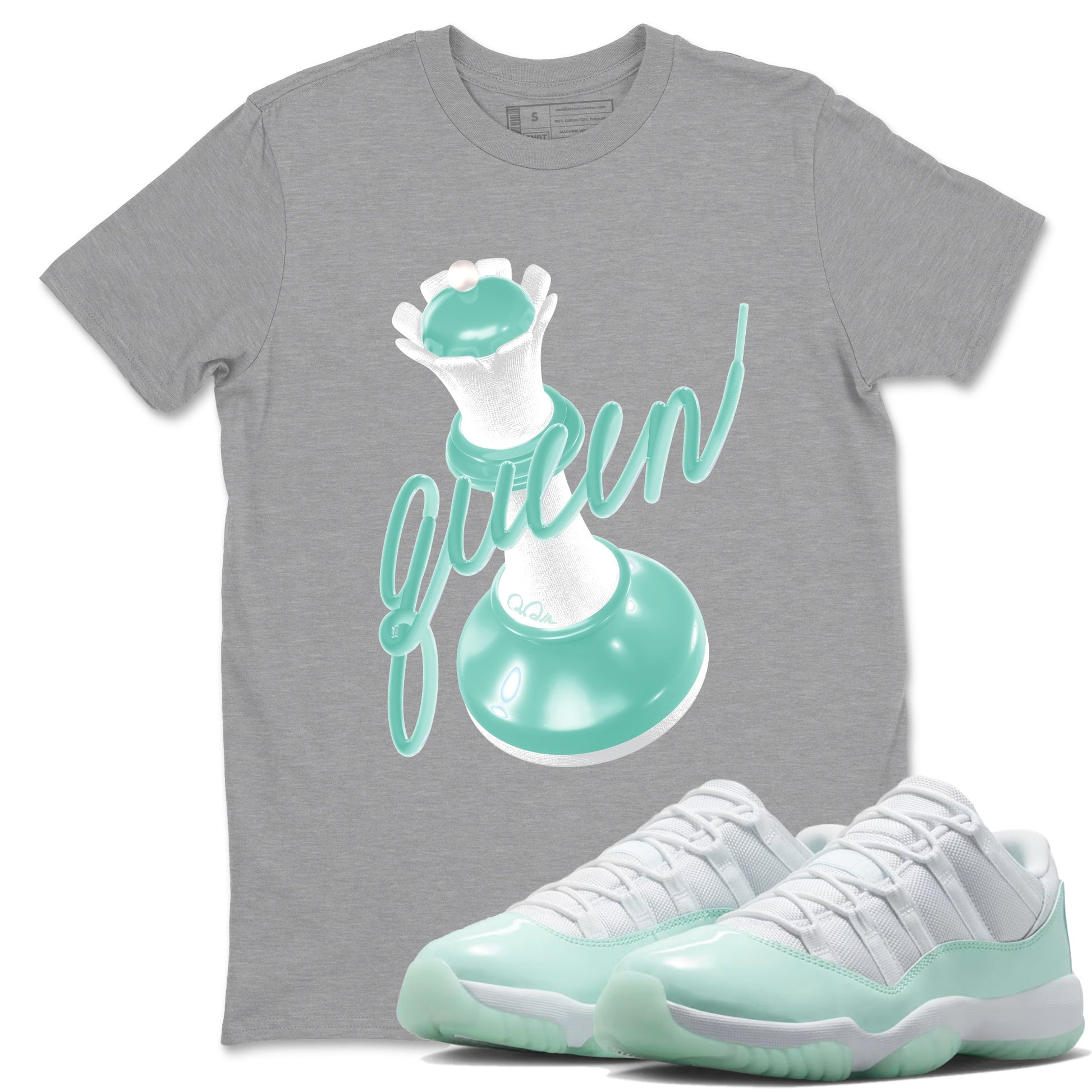 3D Queen sneaker match t-shirt styled to complete your fit with the Air Jordan 11 Igloo sneakers, shown in Heather Grey 1.