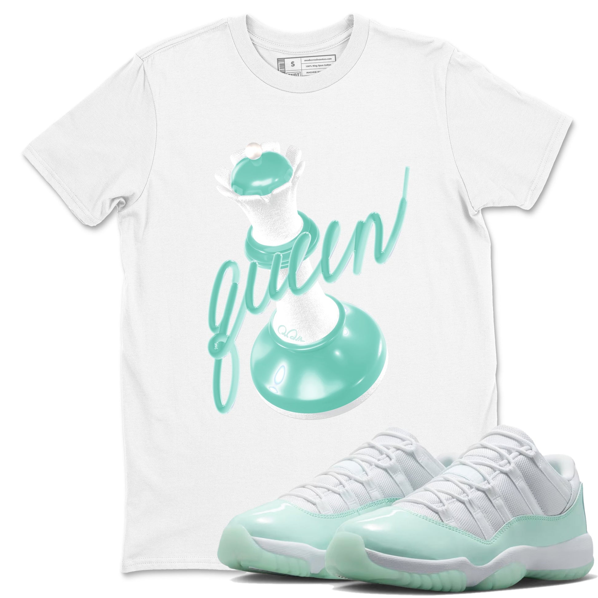 3D Queen sneaker match t-shirt styled to complete your fit with the Air Jordan 11 Igloo sneakers, shown in White 1.