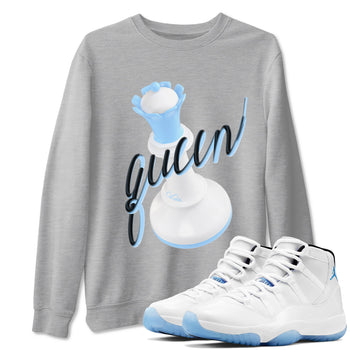11s Retro Legend Blue shirts to match jordans 3D Queen sneaker match tees Air Jordan 11 Legend Blue best t shirts to wear with jordans SNRT Sneaker Tees unisex cotton Heather Grey 1 shirts