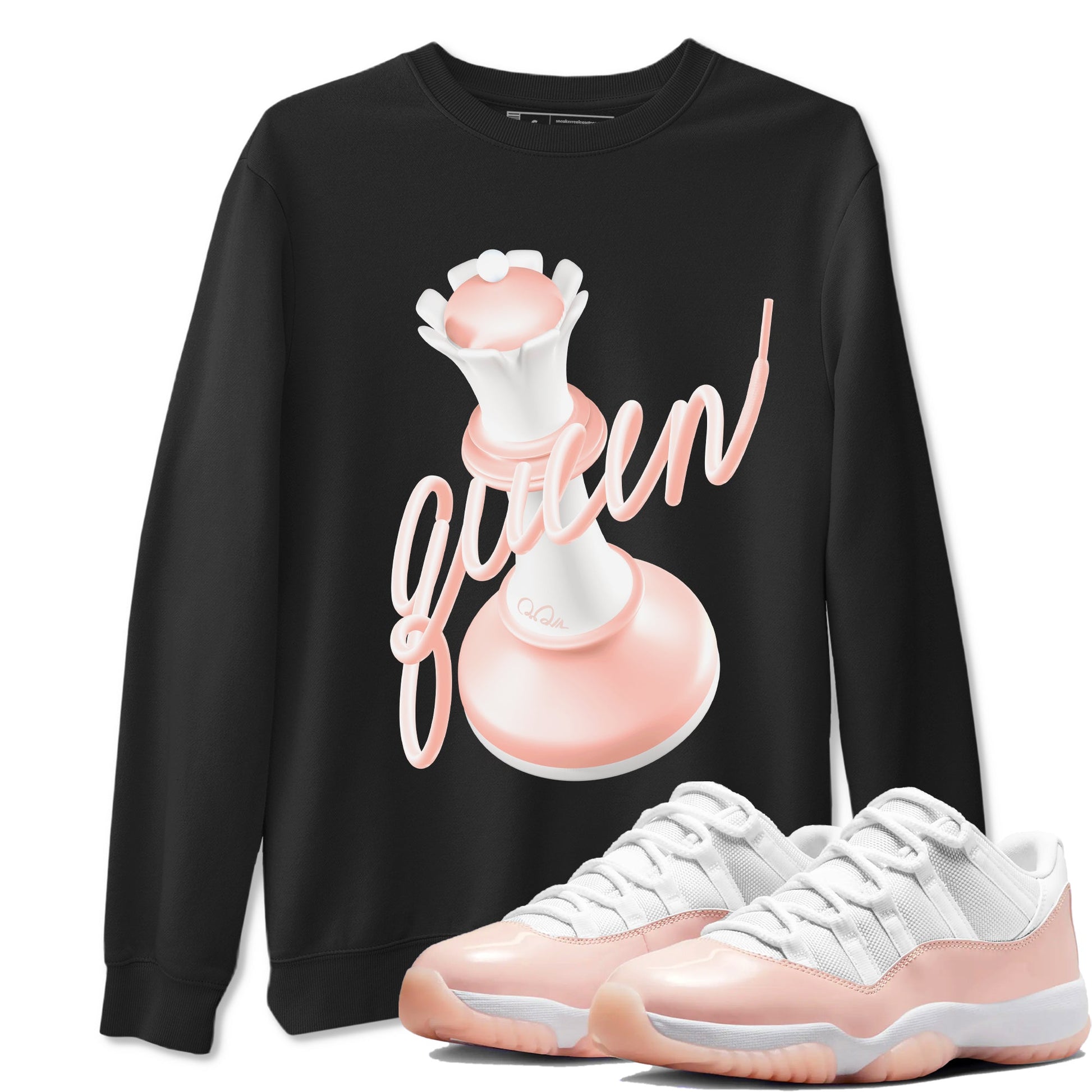 11s Legend Pink shirts to match jordans 3D Queen sneaker match tees Air Jordan 11 Legend Pink SNRT Sneaker Tees streetwear brand Black 1 unisex cotton tee
