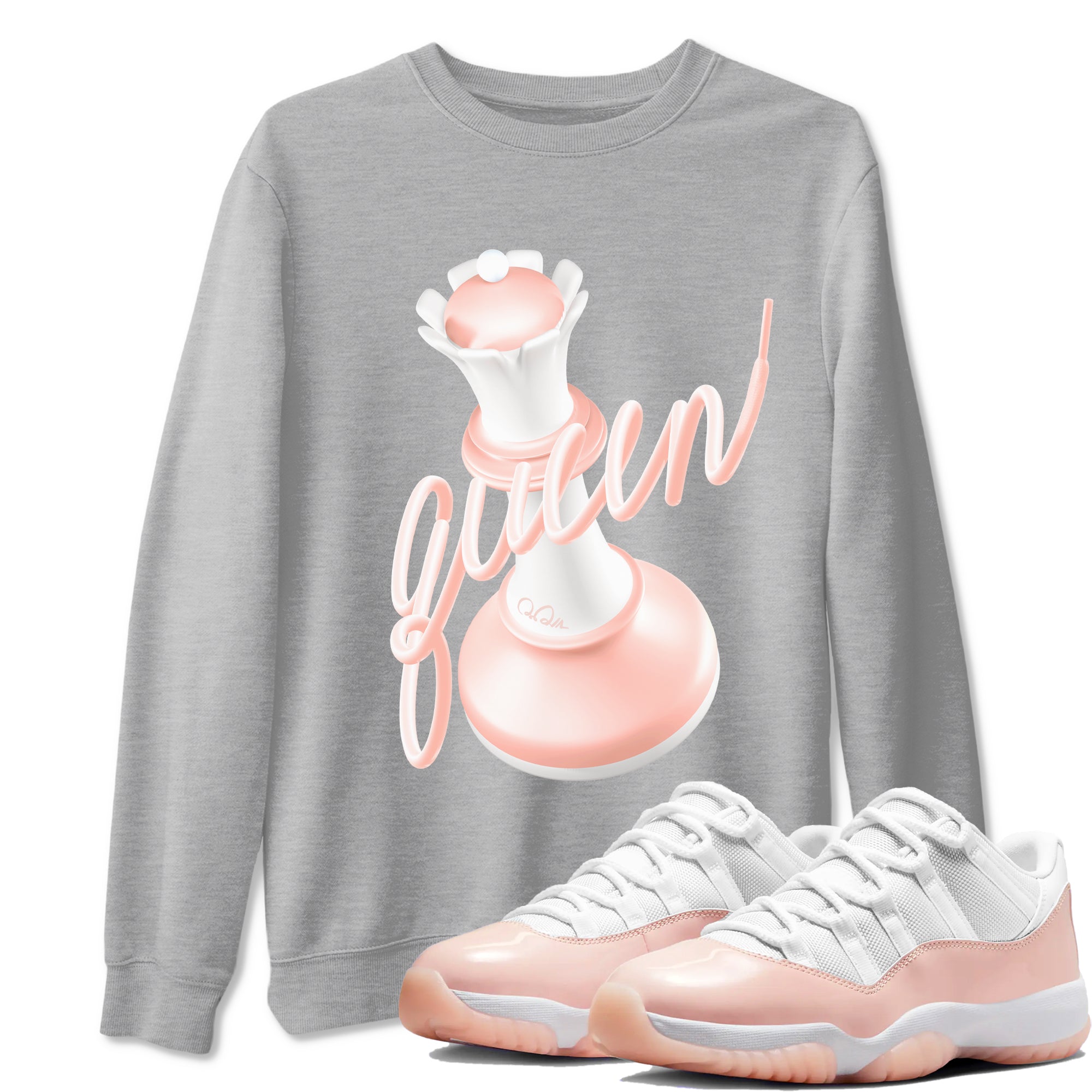 11s Legend Pink shirts to match jordans 3D Queen sneaker match tees Air Jordan 11 Legend Pink SNRT Sneaker Tees streetwear brand Heather Grey 1 unisex cotton tee