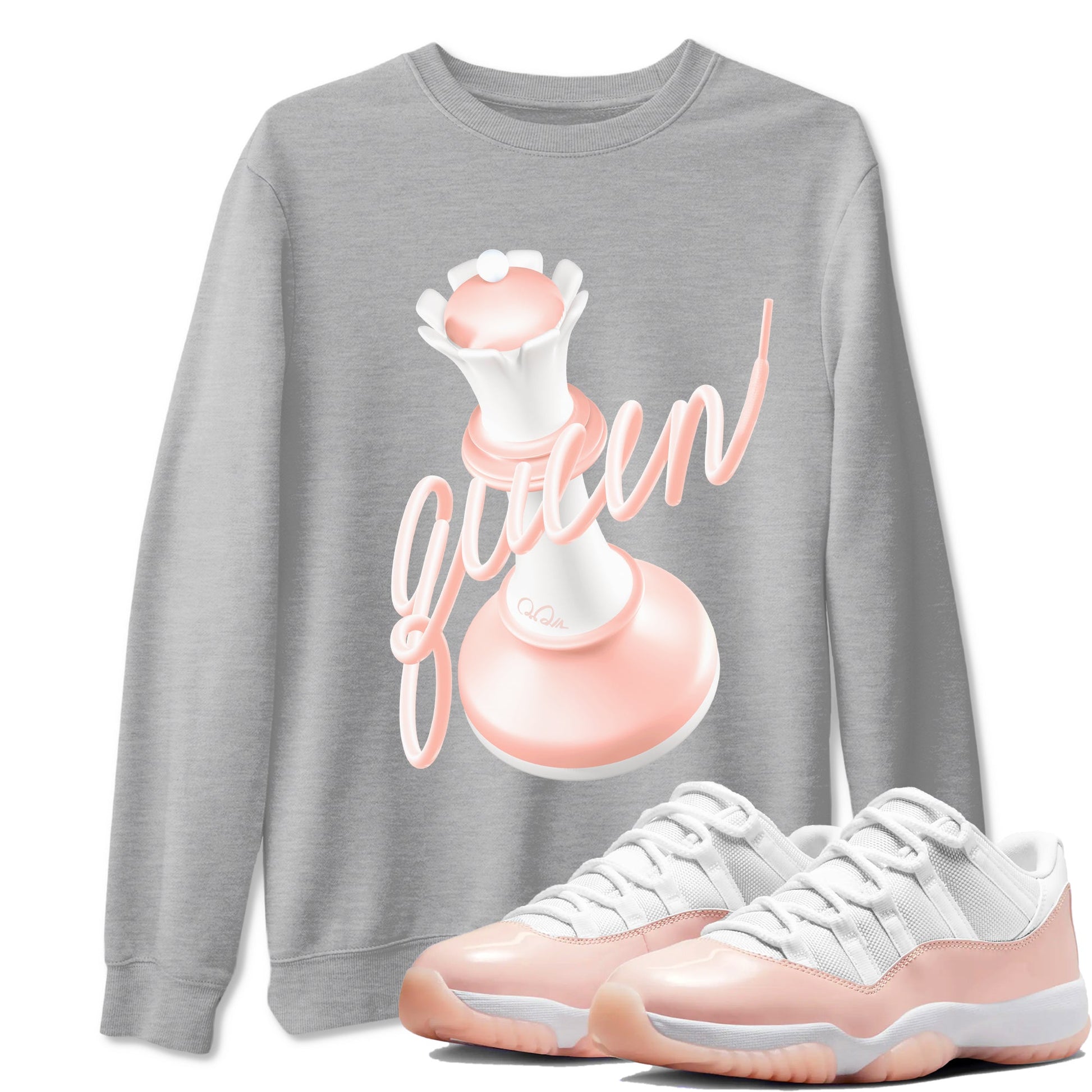 11s Legend Pink shirts to match jordans 3D Queen sneaker match tees Air Jordan 11 Legend Pink SNRT Sneaker Tees streetwear brand Heather Grey 1 unisex cotton tee