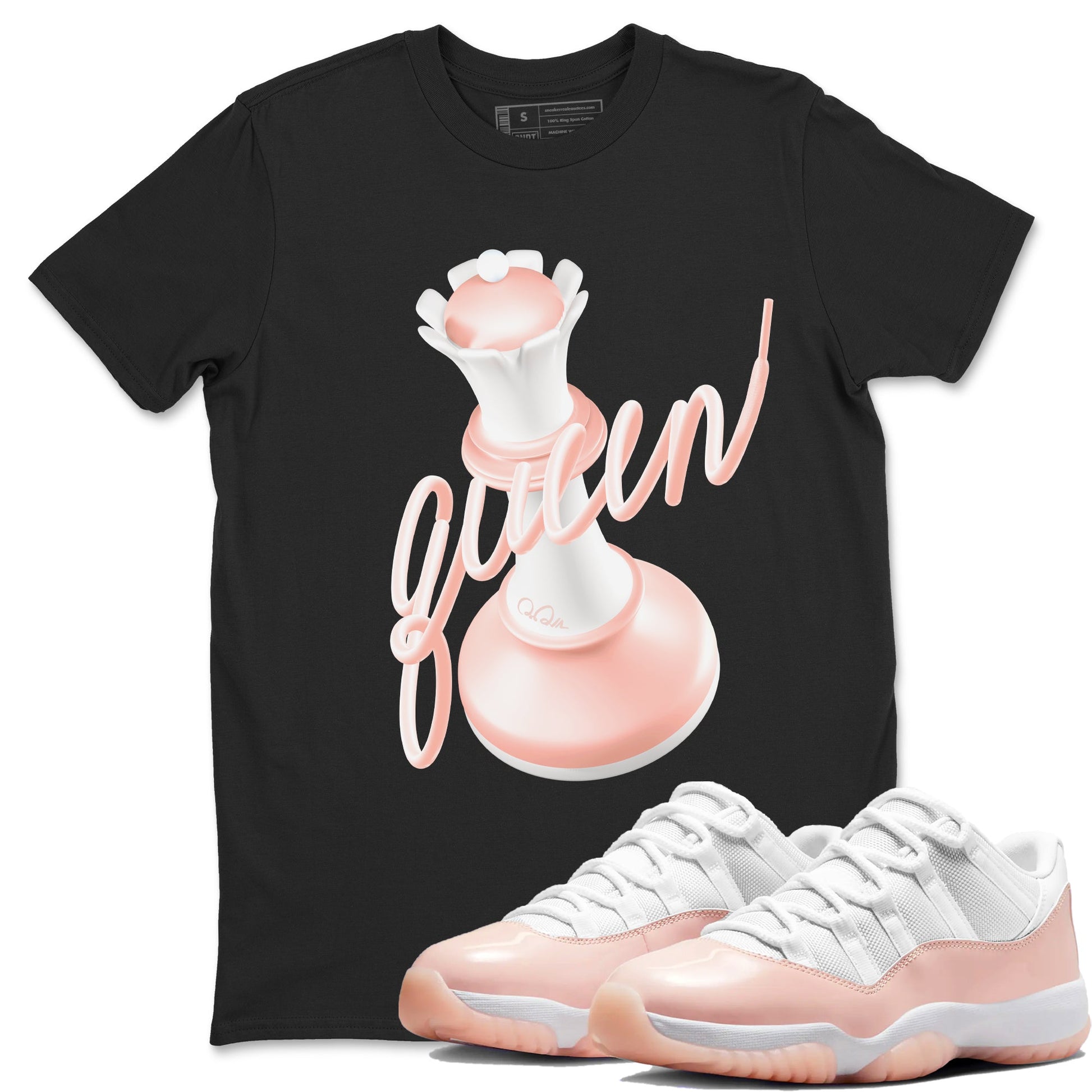 11s Legend Pink shirts to match jordans 3D Queen sneaker match tees Air Jordan 11 Legend Pink SNRT Sneaker Tees streetwear brand Black 1 unisex cotton tee