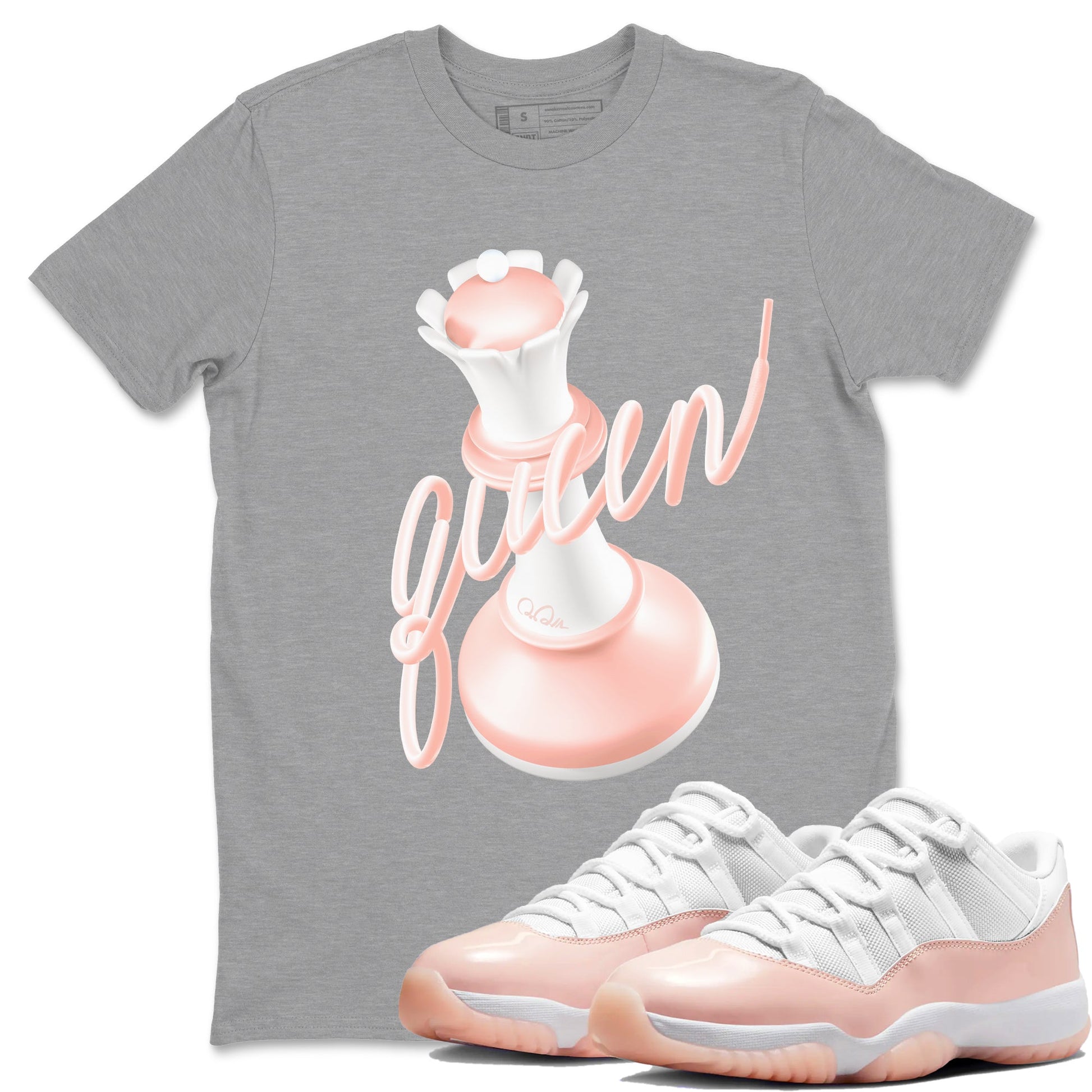 11s Legend Pink shirts to match jordans 3D Queen sneaker match tees Air Jordan 11 Legend Pink SNRT Sneaker Tees streetwear brand Heather Grey 1 unisex cotton tee