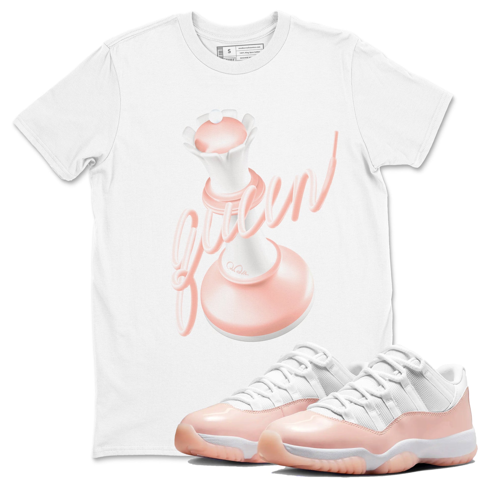 11s Legend Pink shirts to match jordans 3D Queen sneaker match tees Air Jordan 11 Legend Pink SNRT Sneaker Tees streetwear brand White 1 unisex cotton tee
