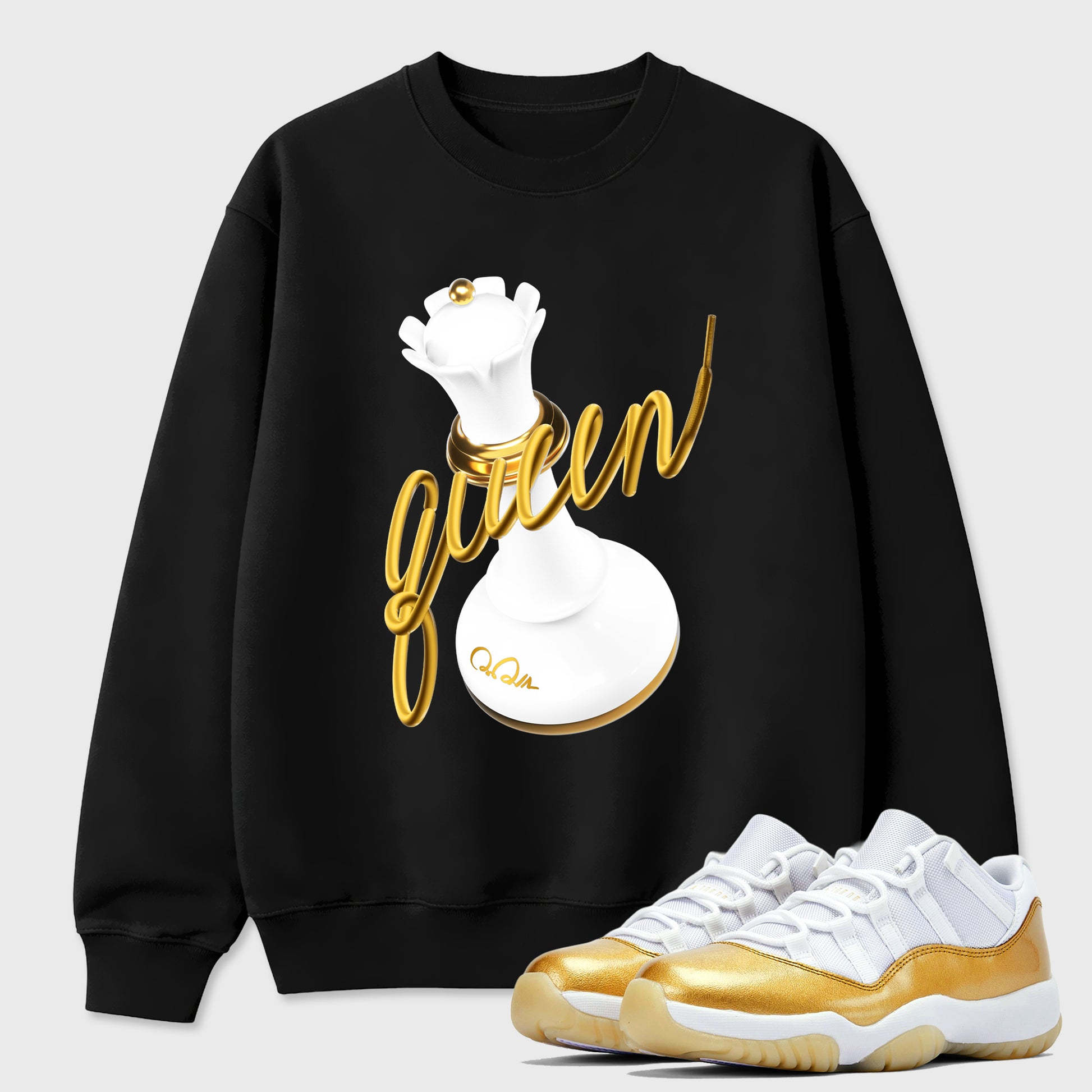 Sneaker match tees – Sneaker Tees To Match Air Jordan 11 Mother's Day Shoes – 3D Queen Tee Black 1