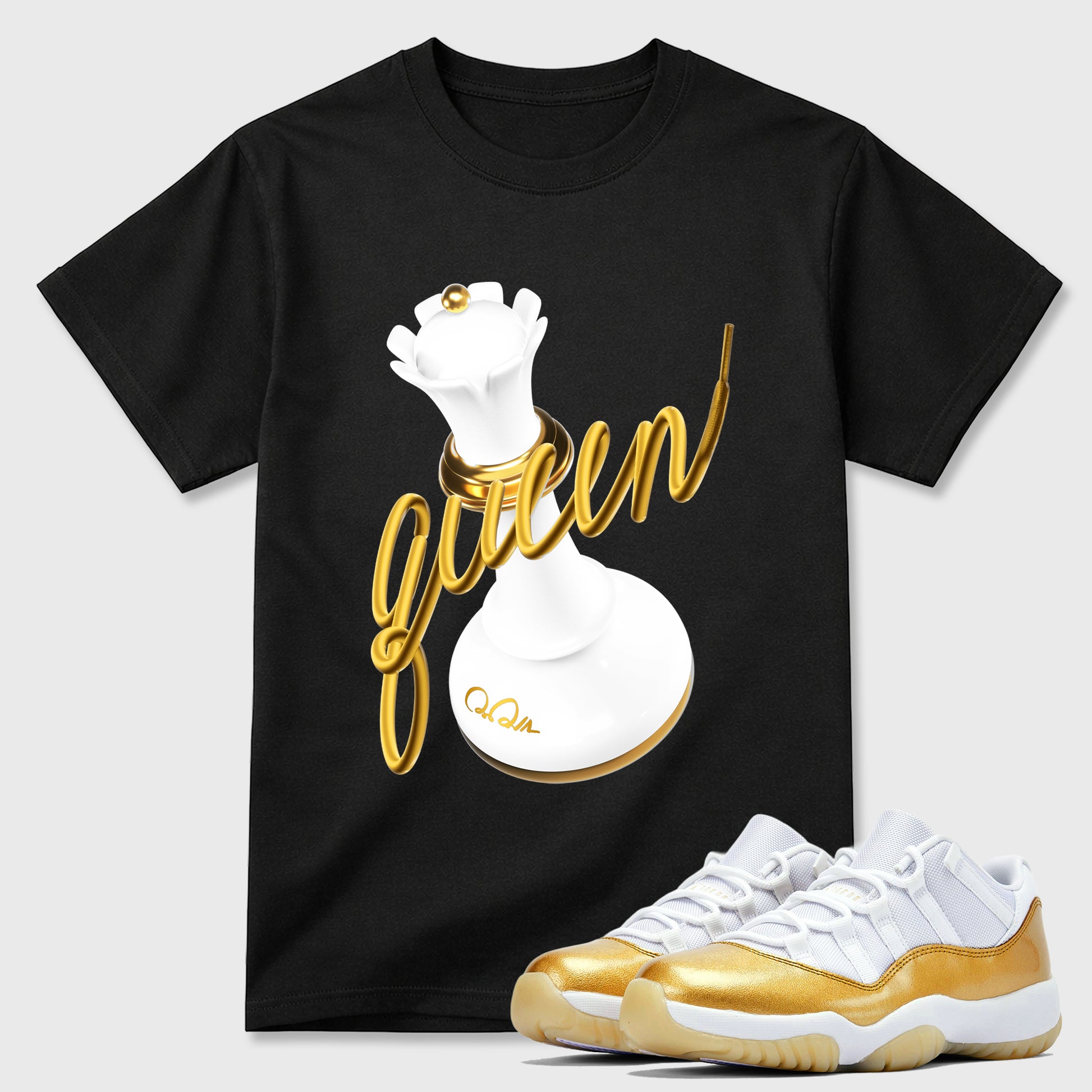 Sneaker match tees – Sneaker Tees To Match Air Jordan 11 Mother's Day Shoes – 3D Queen Tee Black 1