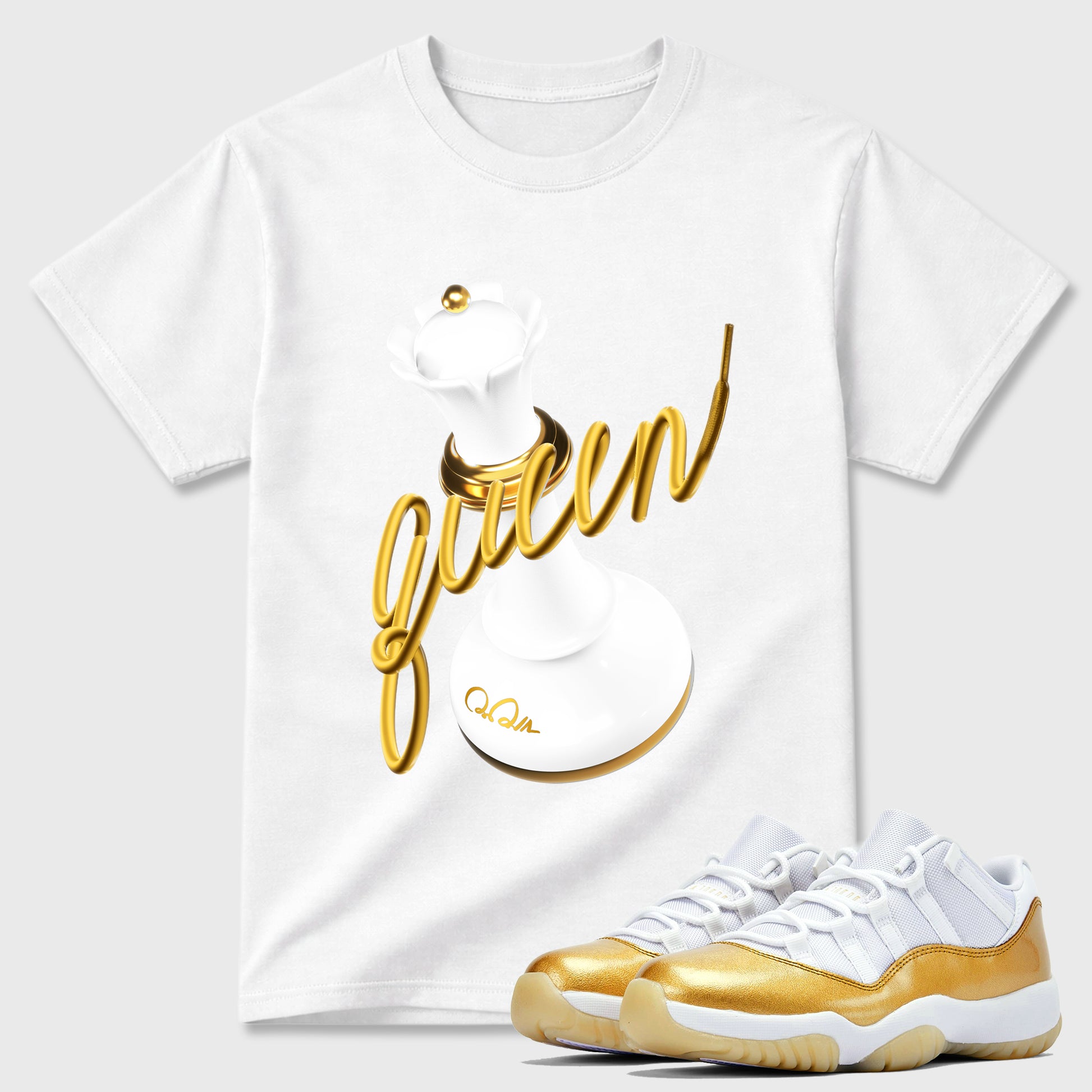 Sneaker match tees – Sneaker Tees To Match Air Jordan 11 Mother's Day Shoes – 3D Queen Tee White 1