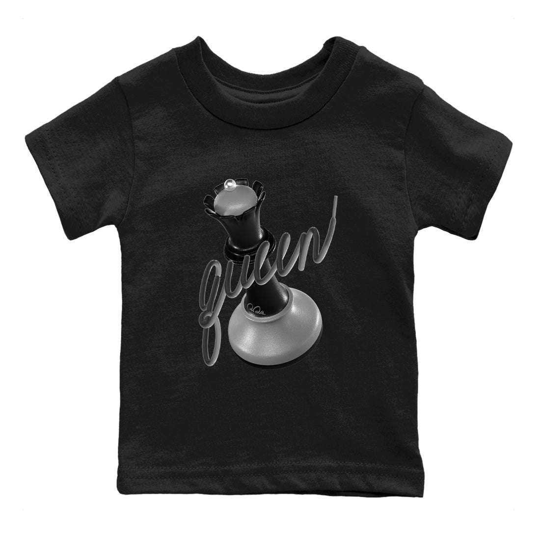 12s Black Wolf Grey shirts to match jordans 3D Queen sneaker match tees Air Jordan 12 Barons match shoes to clothes SNRT Sneaker Tees Youth Baby Black 2 tee