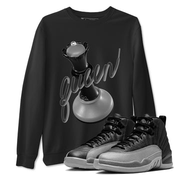12s Black Wolf Grey shirts to match jordans 3D Queen sneaker match tees Air Jordan 12 Barons match shoes to clothes SNRT Sneaker Tees unisex cotton Black 1 shirts