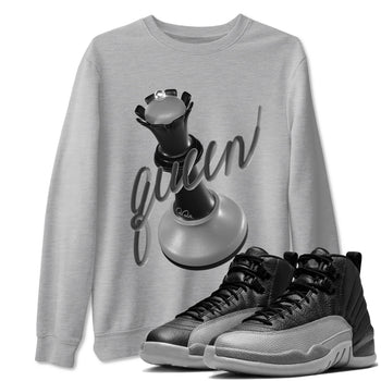 12s Black Wolf Grey shirts to match jordans 3D Queen sneaker match tees Air Jordan 12 Barons match shoes to clothes SNRT Sneaker Tees unisex cotton Heather Grey 1 shirts