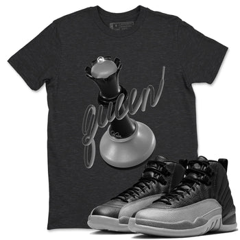 12s Black Wolf Grey shirts to match jordans 3D Queen sneaker match tees Air Jordan 12 Barons match shoes to clothes SNRT Sneaker Tees unisex cotton Charcoal Heather 1 shirts