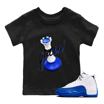 12s Blueberry shirts to match jordans 3D Queen best t shirts to wear with jordans AJ12 White and Game Royal match shoes to clothes SNRT Sneaker Tees Youth Baby Black 1 tee