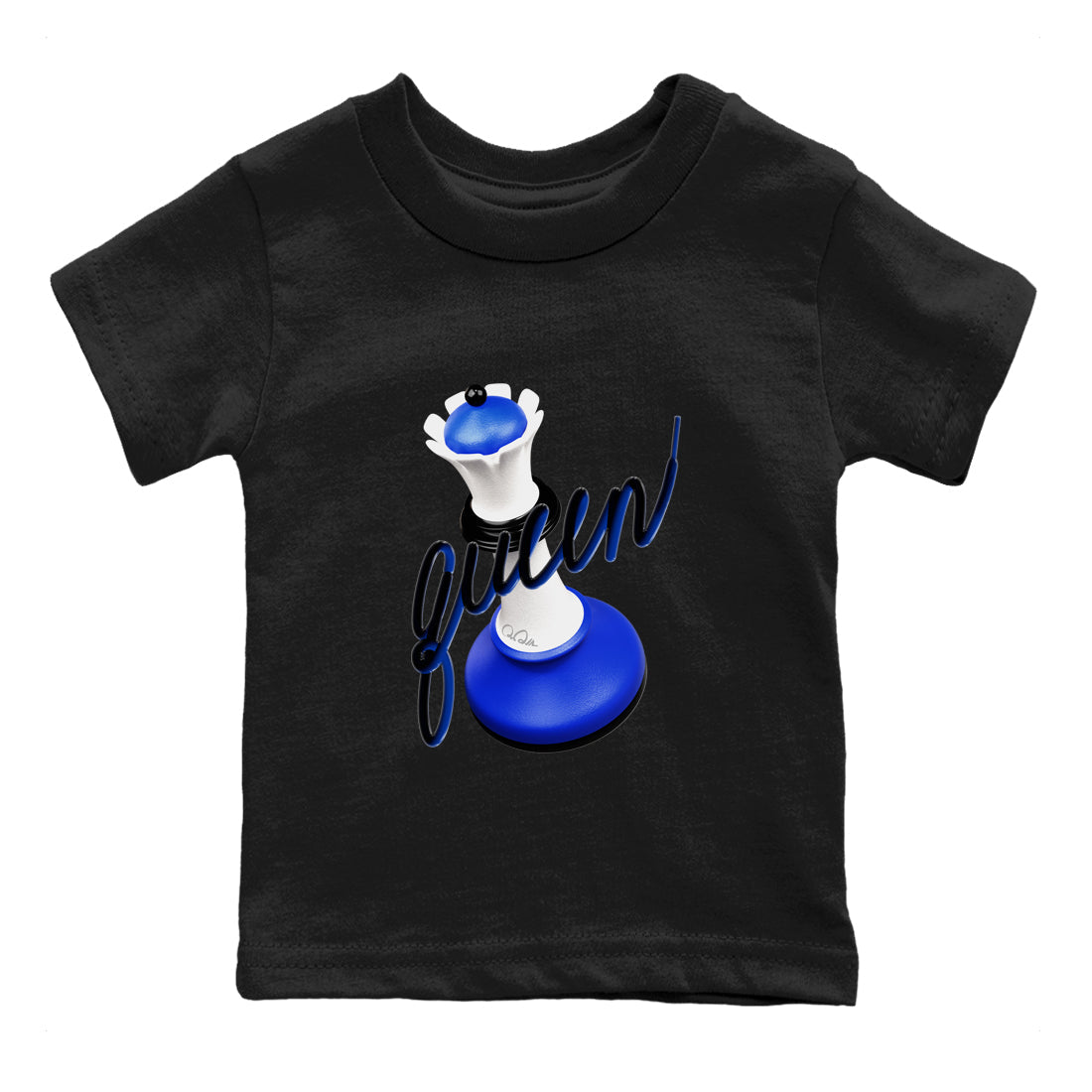 12s Blueberry shirts to match jordans 3D Queen best t shirts to wear with jordans AJ12 White and Game Royal match shoes to clothes SNRT Sneaker Tees Youth Baby Black 2 tee